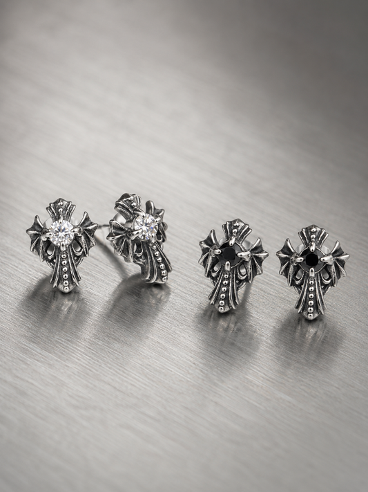 Gothic Cross CZ Stud Earring | Stainless Steel