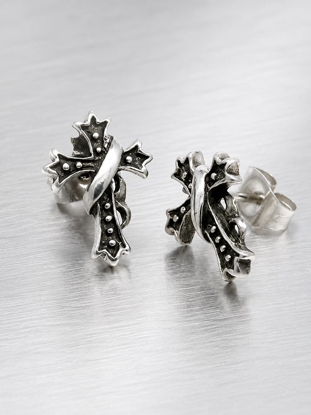 Gothic Maltese Cross Stud Earrings | Stainless Steel