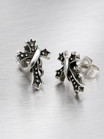 Gothic Maltese Cross Stud Earrings | Stainless Steel