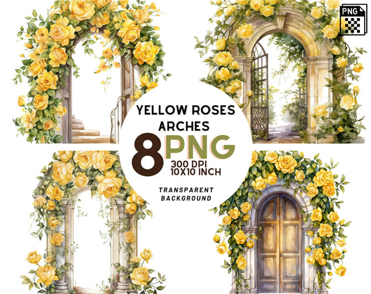 Yellow Roses Arches Clipart