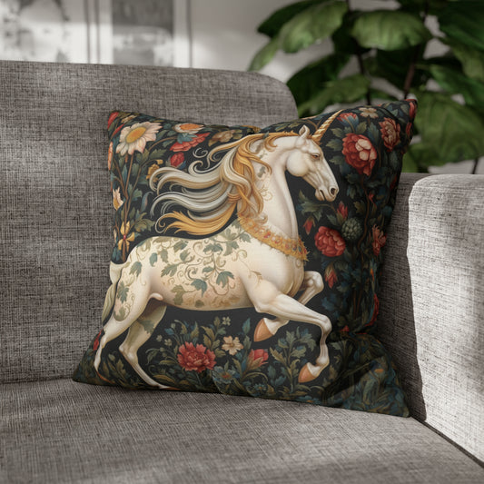 Unicorn in Floral Garden William Morris Inspired Pillow