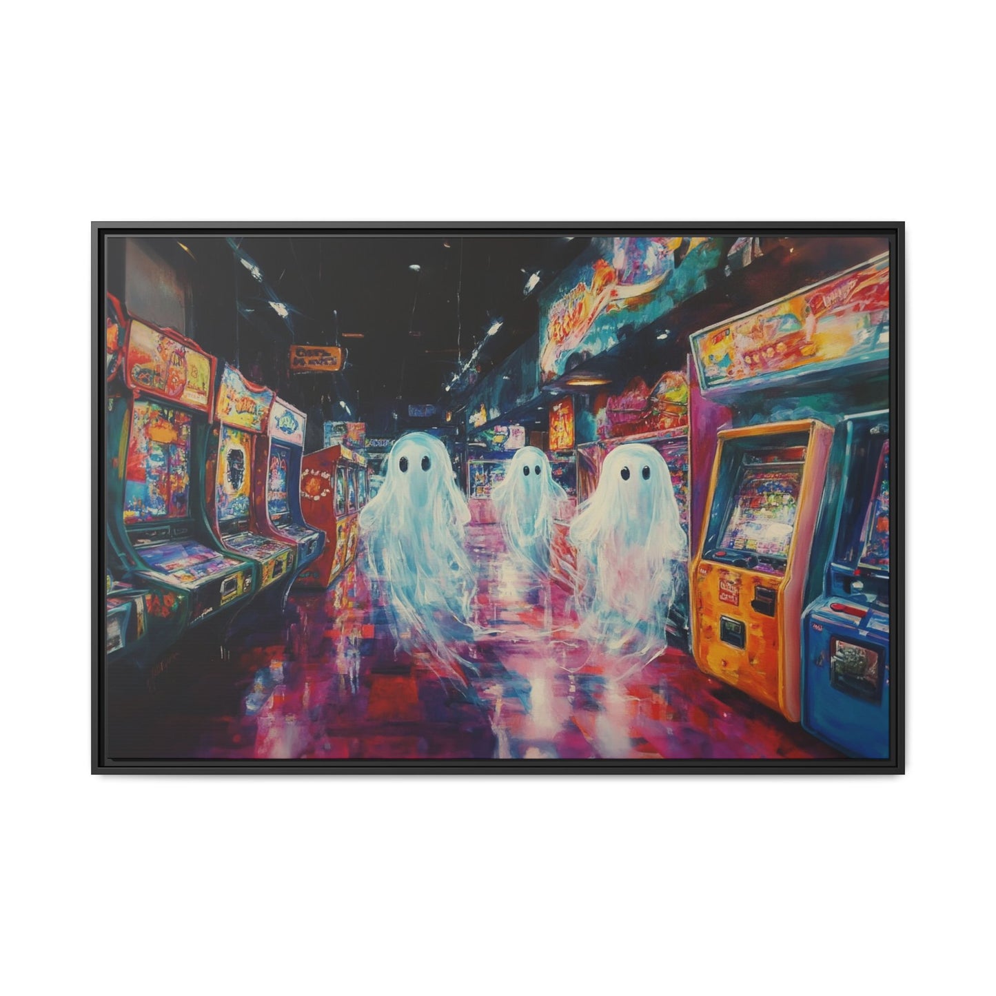 Ghost in Arcade Game Shop – Halloween Canvas Wall Art