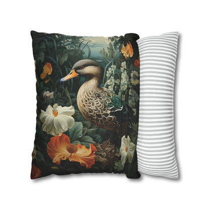 Mallard Duck Floral Pillow William Morris Inspired