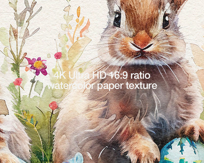Easter Bunnies Egg Floral Watercolor Frame TV Art Wallpaper