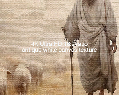 Shepherd Of Sheep Christian Frame TV Art Painting Wallpaper