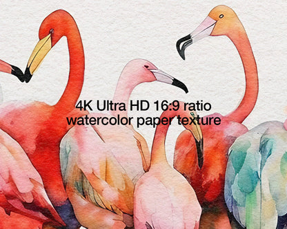 Colorful Rainbow Flamingo Digital Watercolor Art for TV display, Wallpaper