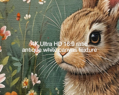 Easter Bunny Vintage Floral Frame TV Art Wallpaper