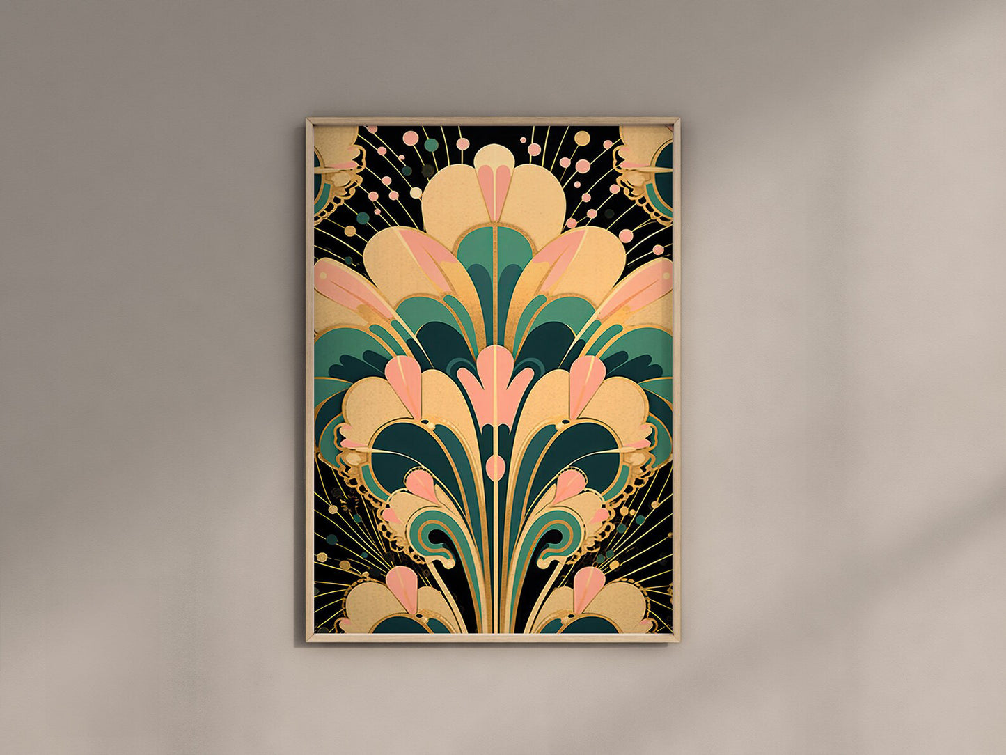 3 Piece Art Deco Prints, Vintage Gold Pink Art Deco Poster, 1920s Wall Art Posters