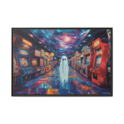 Cute Ghost in Arcade Game Store – Halloween Canvas Wall Art