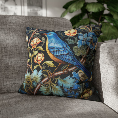 Blue Bird Floral Pillow and Case William Morris Inspired