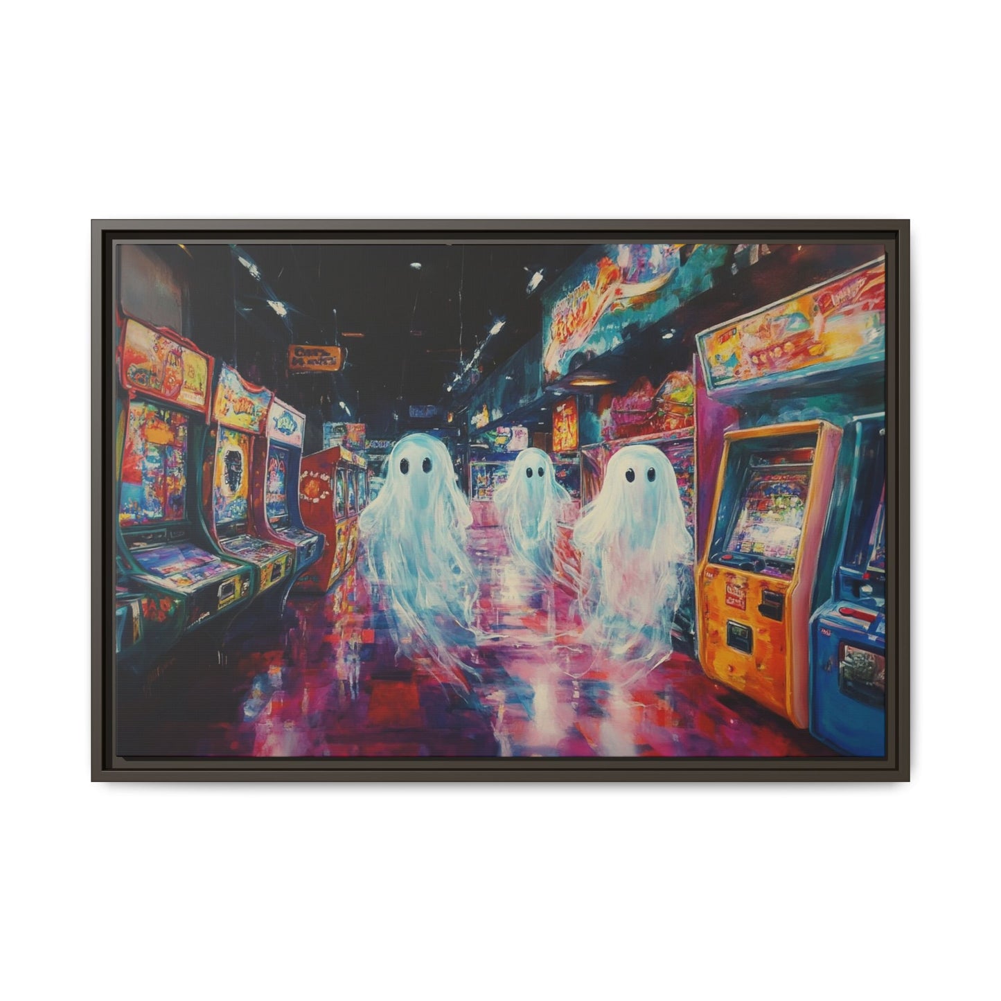 Ghost in Arcade Game Shop – Halloween Canvas Wall Art