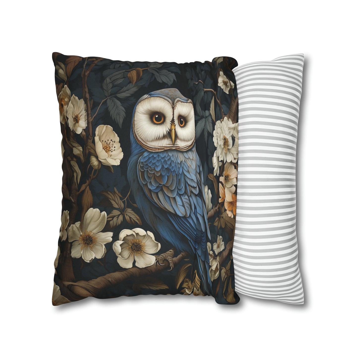 Woodland Barn Owl Floral Pillow