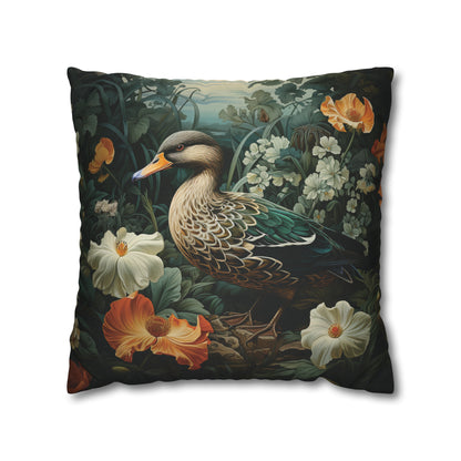 Mallard Duck Floral Pillow William Morris Inspired