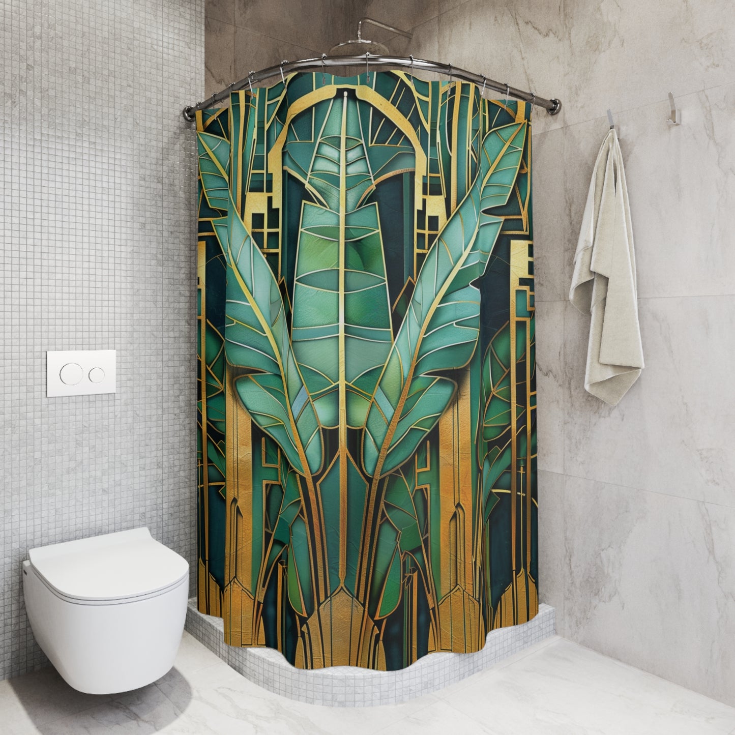 Banana Tree Art Deco Style Shower Curtain Bathroom Decor