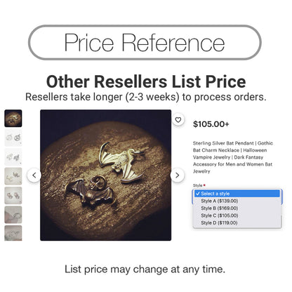 Silver Bat Charm Pendant Gothic Halloween Gift