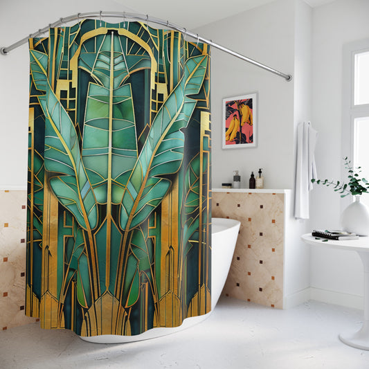 Banana Tree Art Deco Style Shower Curtain Bathroom Decor