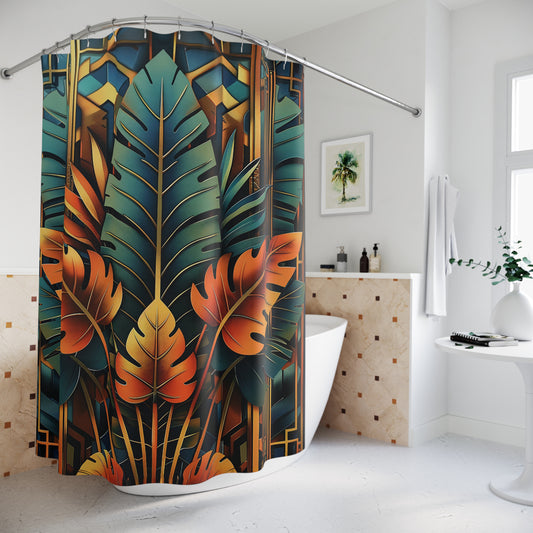 Tropical Palm Tree Shower Curtain Art Deco Bathroom Decor