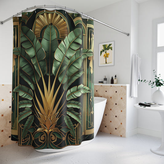 Art Deco Banana Tree Tropical Shower Curtain Bathroom Decor