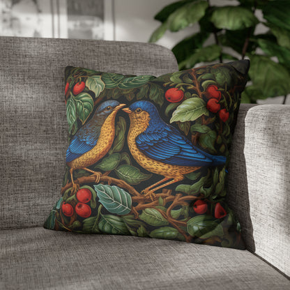 William Morris Inspired Blue Birds in Garden Pillow and Case