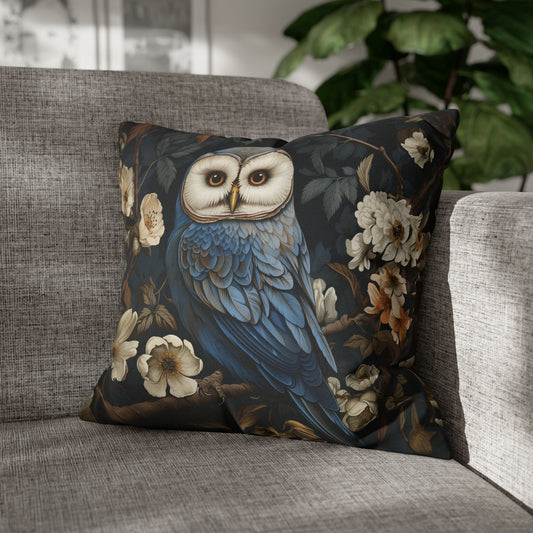 Woodland Barn Owl Floral Pillow