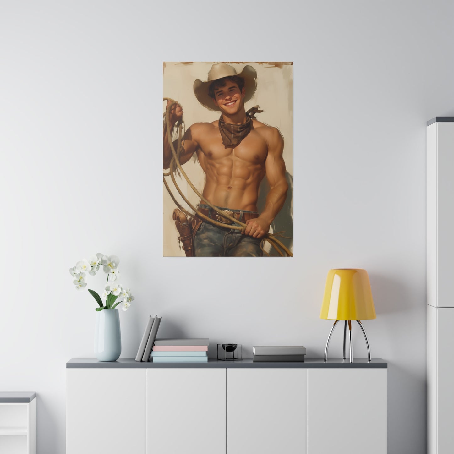 Cute Cowboy Painting, Male Portrait | Digital Download