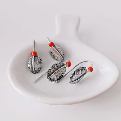 Boho Earring, Hook Earring Dangle, Threader Earring, Contour Feather Silver Earring, Minimalist Earring, Boho Chic Earring, Native Earring