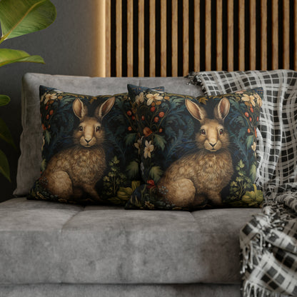 Rabbit in Floral Garden William Morris Inspired Pillow
