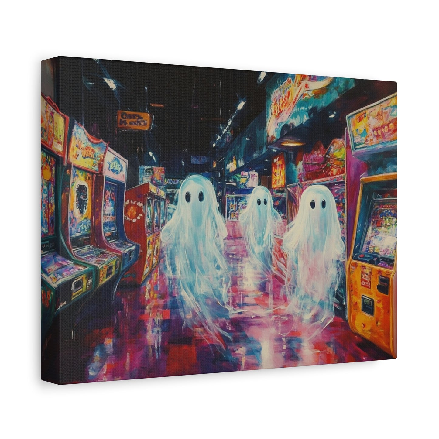 Ghost in Arcade Game Shop – Halloween Canvas Wall Art