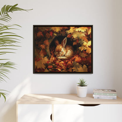 Sleeping Baby Bunny in Autumn – 5:4 Ratio Canvas Wall Art