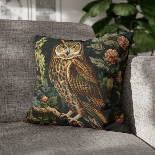 Twilight Vigil Owl Pillow William Morris Inspired