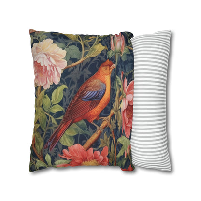 Vintage Floral Bird in Garden Pillow and Case