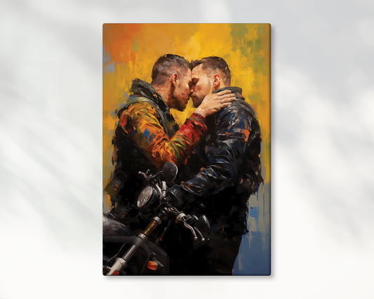 Ride Lovers | Gay Art, Gay Couple Canvas Print Wall Art