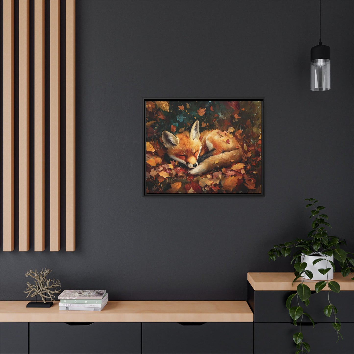 Sleeping Baby Fox in Autumn – 5:4 Ratio Canvas Wall Art