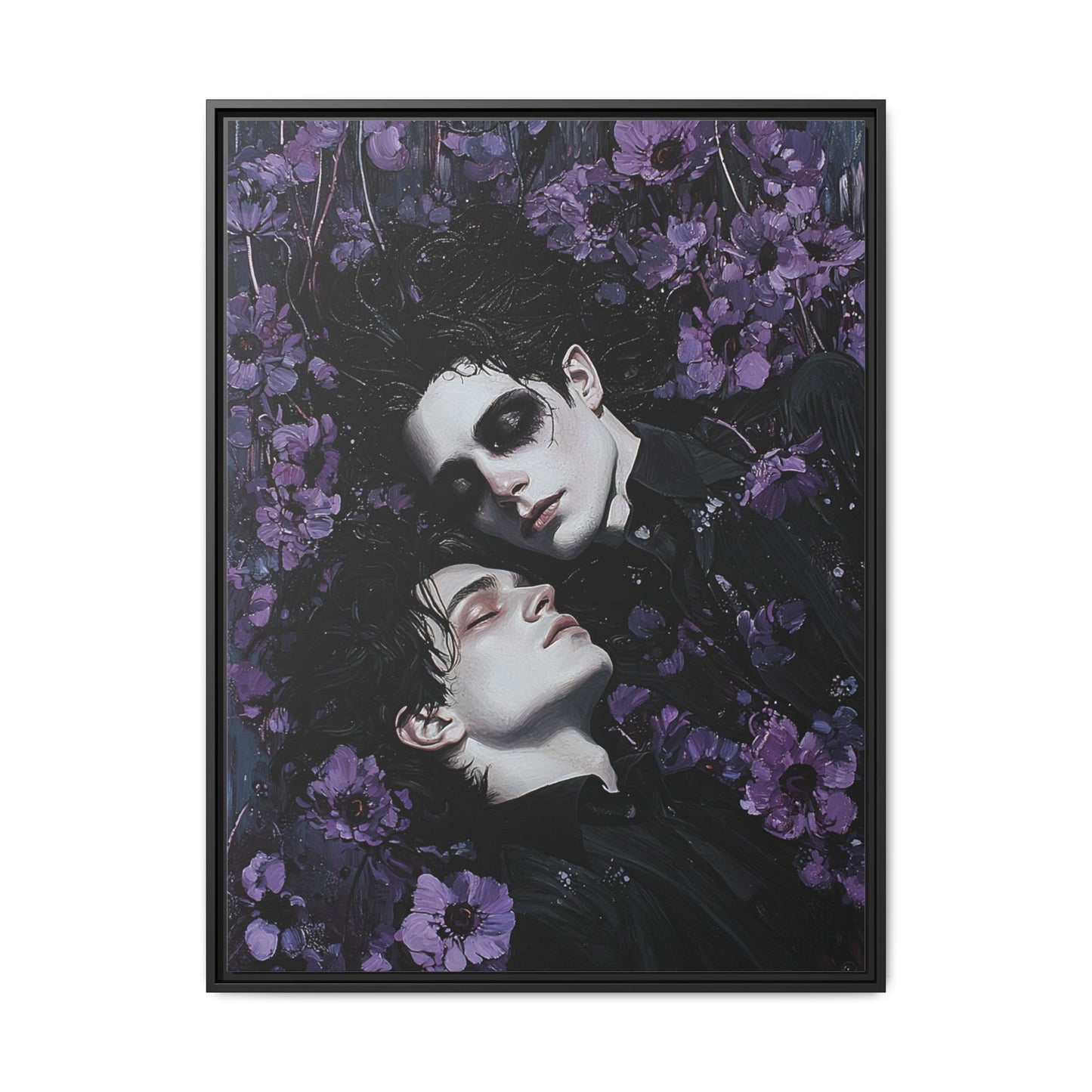 Vampire Lovers Gothic Gay Art - Canvas Wall Art Print for Dark Romantic Decor