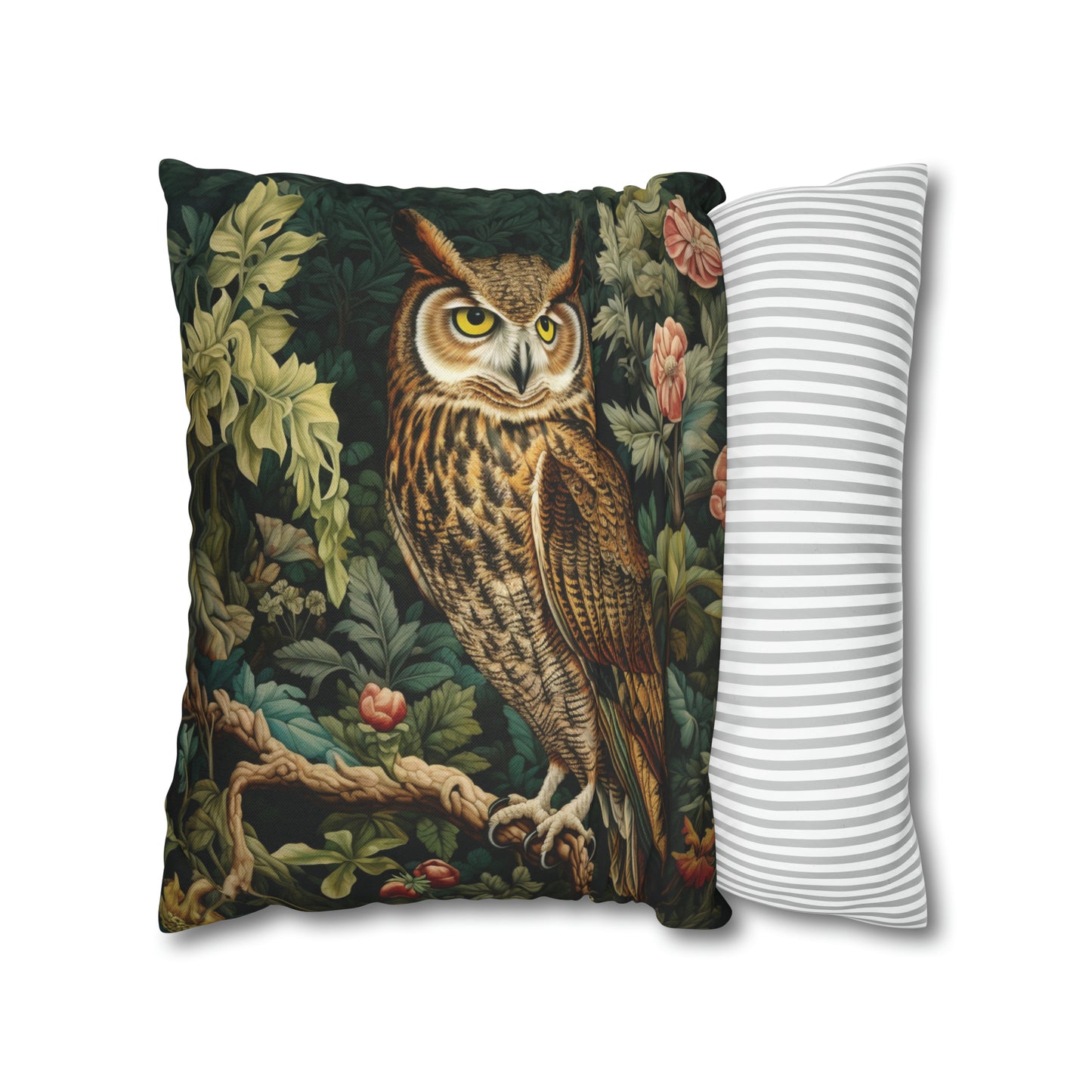 Twilight Vigil Owl Pillow William Morris Inspired