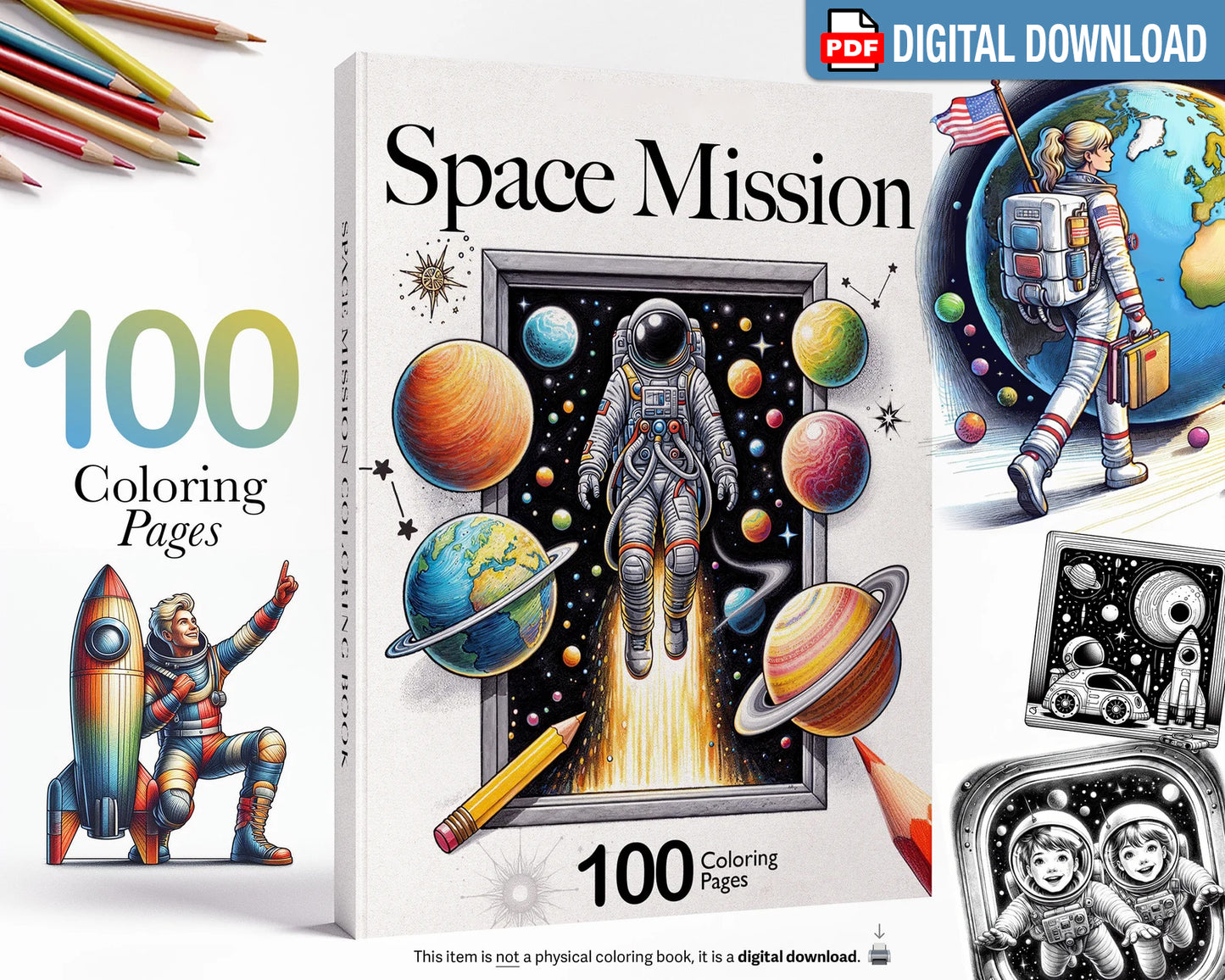 Space Mission Coloring Book Pages PDF Download