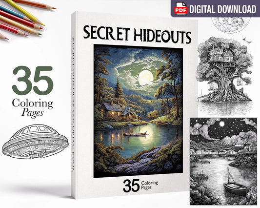 Fantasy of Secret Hideouts Coloring Pages PDF Download