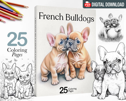 French Bulldog Coloring Book, Frenchies, Coloring Pages Printable PDF