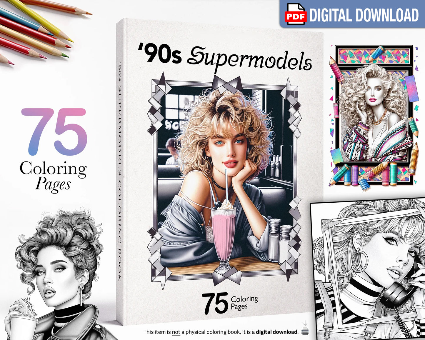 90s Supermodels Coloring Pages PDF Download