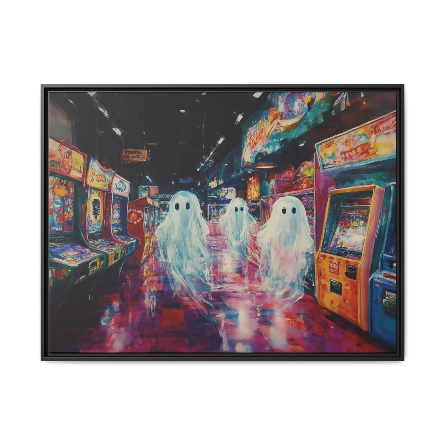 Ghost in Arcade Game Shop – Halloween Canvas Wall Art