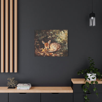 Sleeping Baby Deer in Autumn – 5:4 Ratio Canvas Wall Art