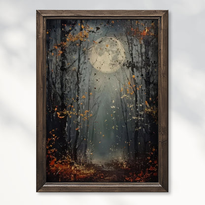 Full Moon Wall Art Mystical Forest Art Print Poster