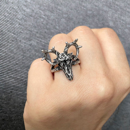 Deer Skull Head Ring Couples Ring