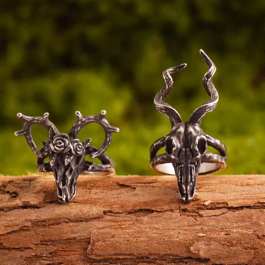 Deer Skull Head Ring Couples Ring