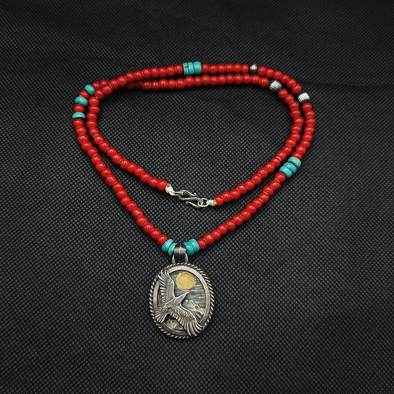 Eagle Launching Rising Sun in 24K AU999 Gold Pendant