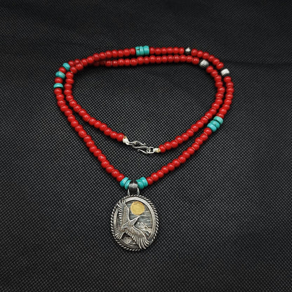 Eagle Launching Rising Sun in 24K AU999 Gold Pendant