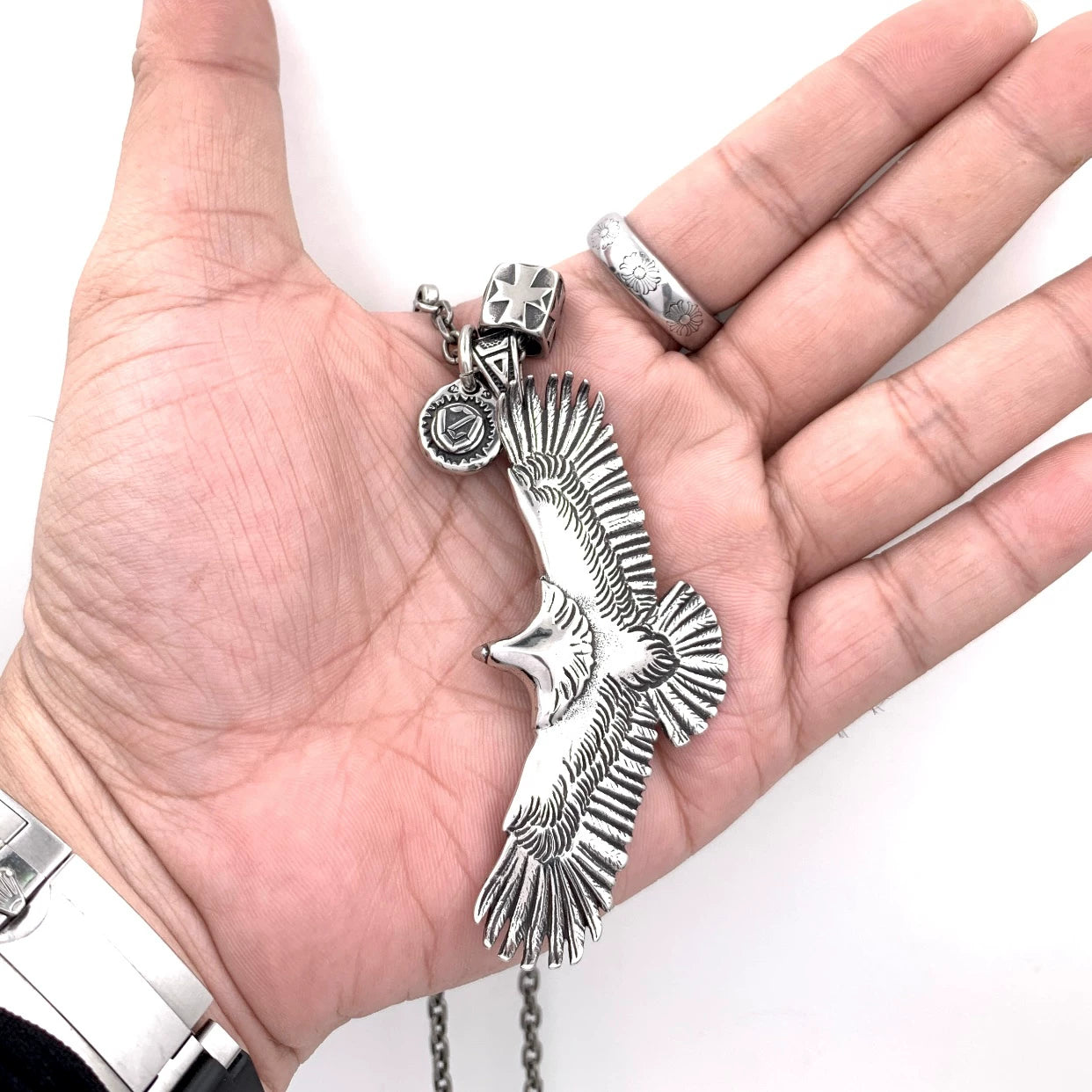 Spared Eagle Pendant Setup Necklace