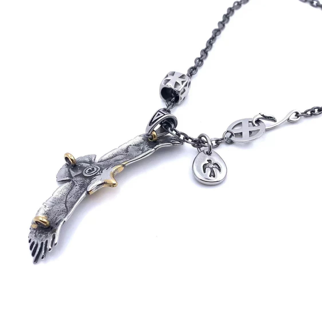Spared Eagle Pendant Setup Necklace