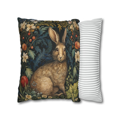 Rabbit in Floral Garden William Morris Inspired Pillow