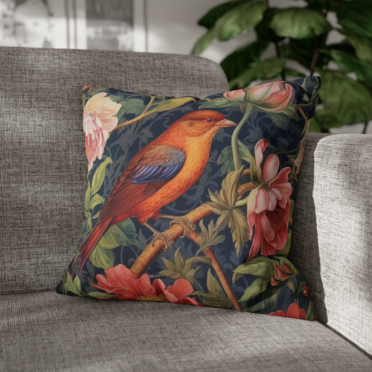Vintage Floral Bird in Garden Pillow and Case